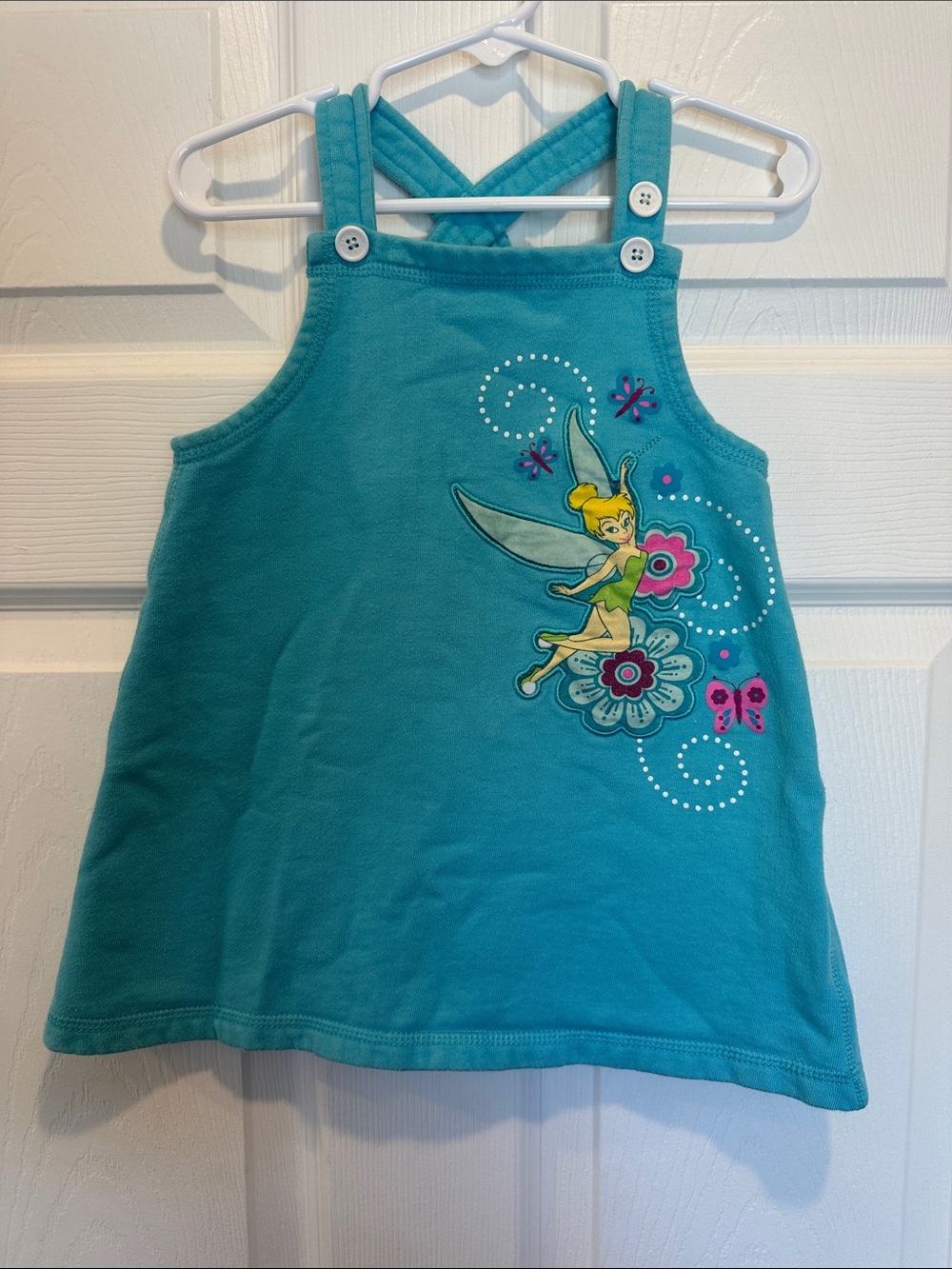 Disney Teal Tinker Bell Tank overalls Skirt bottom